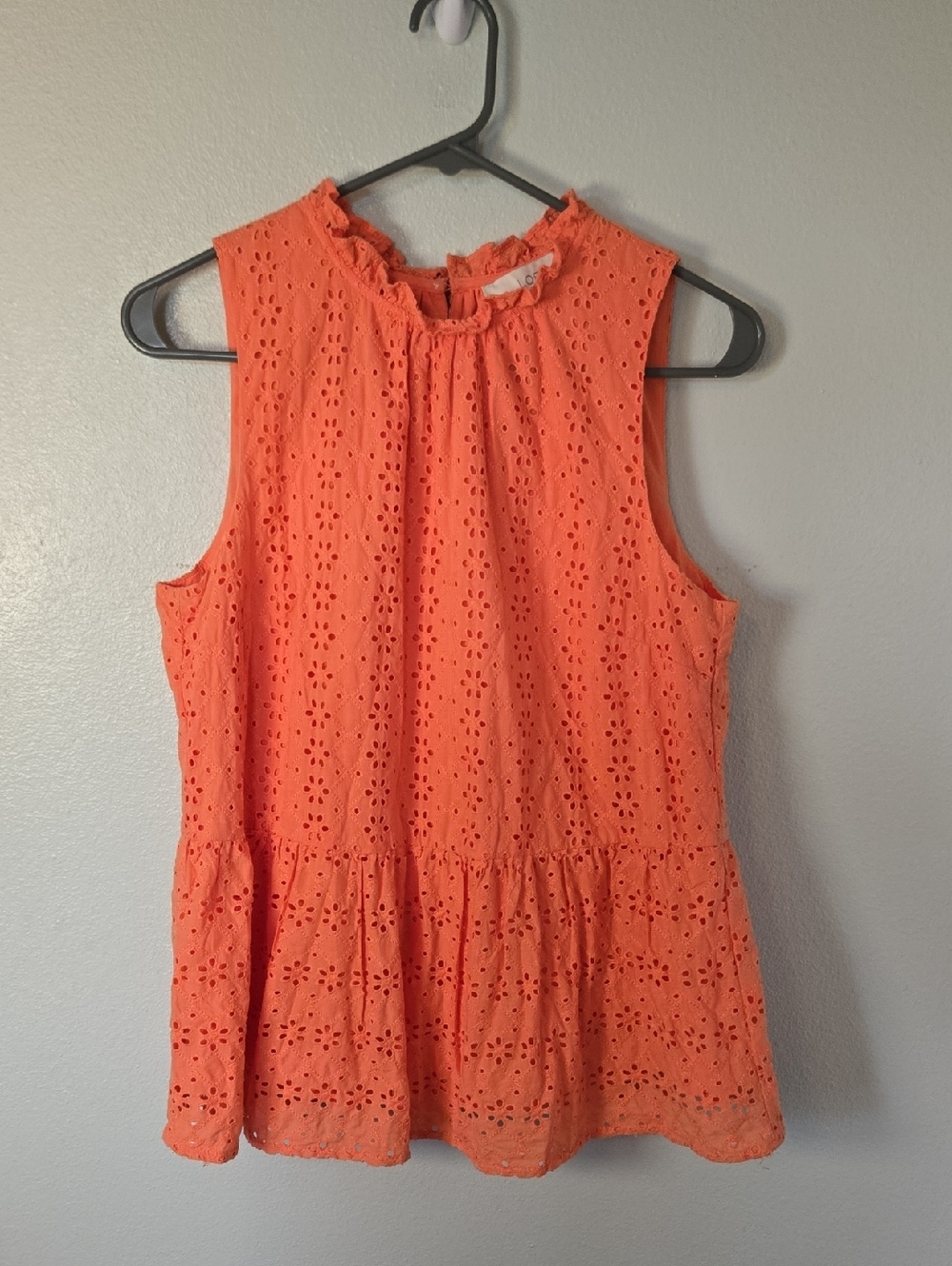 Loft | Orange Eyelet Peplum Hem Tank Size Medium